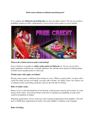 Which casino websites are Malaysia top betting sites