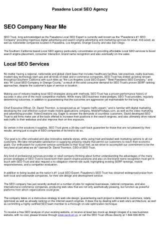 Pasadena Local SEO Services