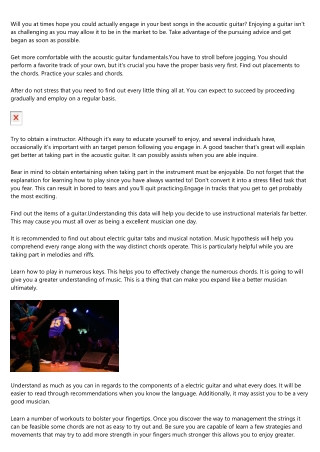This Article Will Enable You To Know Exactly About Discovering Acoustic guitar