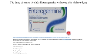 Tác dụng của men tiêu hóa Enterogermina và hướng dẫn cách sử dụng