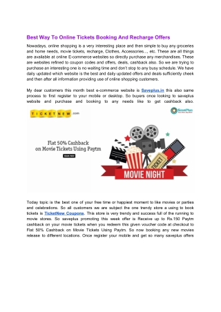 Best Way To Online Tickets Booking And Recharge Offers