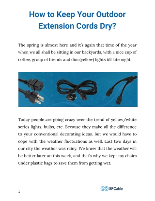 How to Keep Your Outdoor Extension Cords Dry?