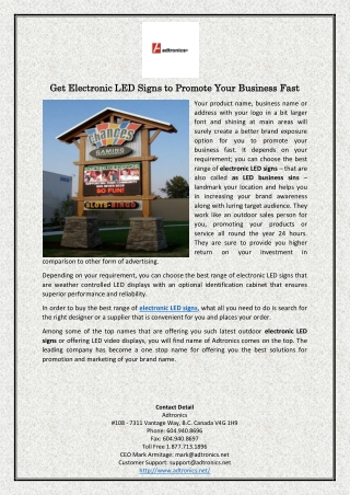 Get Electronic LED Signs to Promote Your Business Fast