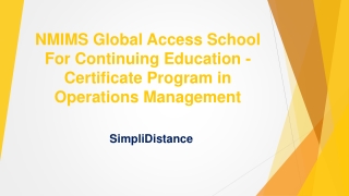 NMIMS Global Access School for Continuing Education Certificate Program in Operations Management - SimpliDistance