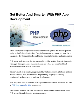 Get Better And Smarter With PHP App Development