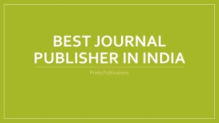 Journal Publisher in India - Prints Publications