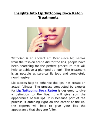 Insights Into Lip Tattooing Boca Raton Treatments