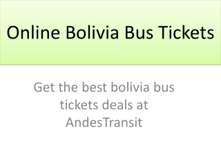 Online Bolivia Bus Tickets
