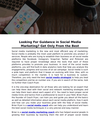 Looking For Guidance in Social Media Marketing? Get Only From the Best