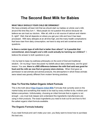The Second Best Milk for Babies