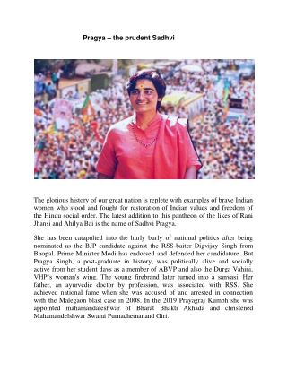 Pragya – the prudent Sadhvi