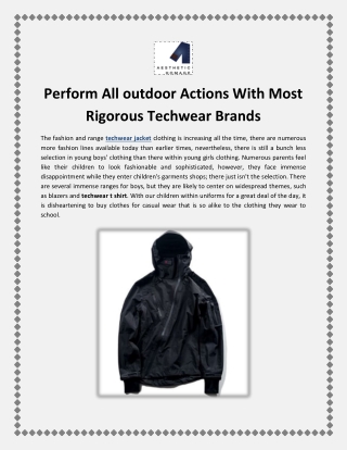 Perform All outdoor Actions With Most Rigorous Techwear Brands