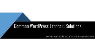 Common WordPress Errors & Solutions