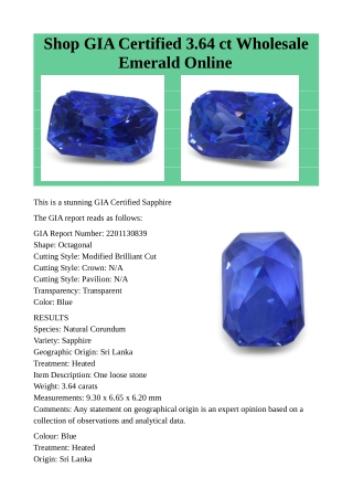 Shop GIA Certified Wholesale Emerald Online