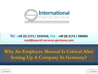 Why An Employee Manual Is Critical After Setting Up A Company In Germany