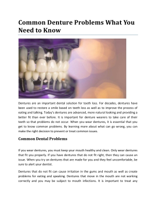 Common Denture Problems What You Need to Know