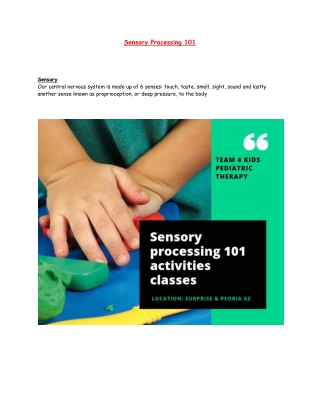 Sensory Processing 101 Activities Classes In Surprise & Peoria AZ