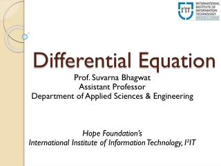 Differential Equation - Department of Applied Sciences & Engineering