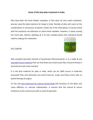 Some of the best piles treatment in India