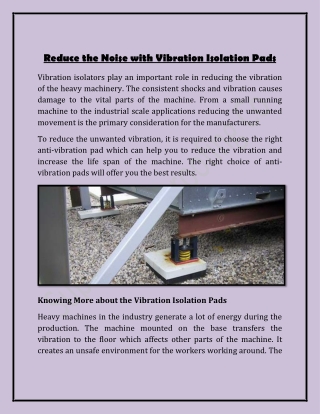 Reduce the Noise with Vibration Isolation Pads