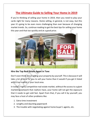Home Selling Guide 2019