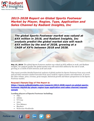 Sports Footwear Market Report 2013-2028 | Latest Trend, Growth & Forecast