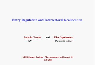 Entry Regulation and Intersectoral Reallocation