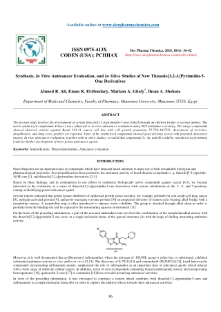 Synthesis, In Vitro Anticancer Evaluation, and In Silico Studies of New Thiazolo[3,2-A]Pyrimidin-5- One Derivatives