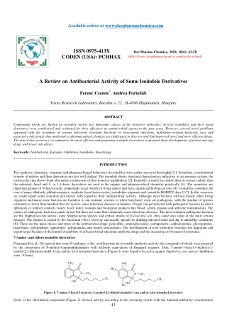 A Review on Antibacterial Activity of Some Isoindole Derivatives