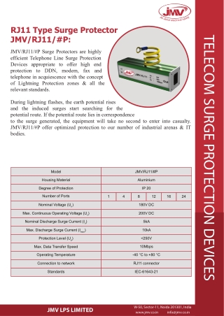 JMV’s cost effective Telecom Surge Protectors