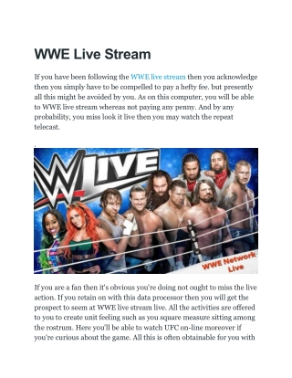 WWE Live Stream