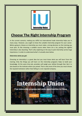 Choose The Right Internship Program in China