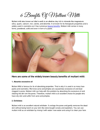 6 Benefits Of Multani Mitti