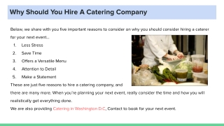Why Should You Hire A Catering Company