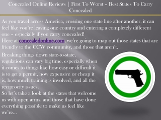 Concealed Online Reviews | First To Worst – Best States To Carry Concealed