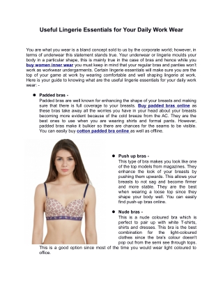 Useful Lingerie Essentials for Your Daily Work Wear