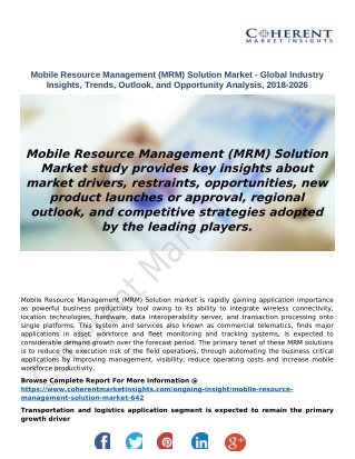 Mobile Resource Management (MRM) Solution Market - Global Industry Insights, Trends, Outlook, and Opportunity Analysis,
