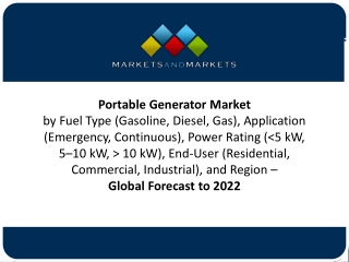 Portable Generator Market - Global Forecast to 2022