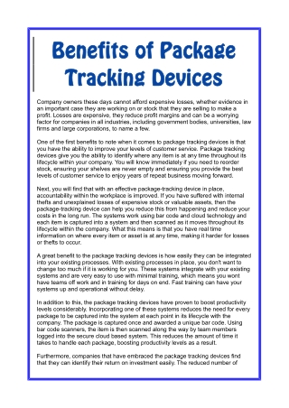 Benefits of Package Tracking Devices