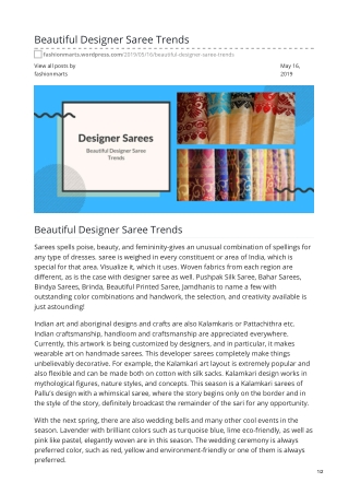 Beautiful Designer Saree Trends