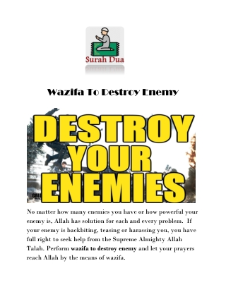 Wazifa To Destroy Enemy - Dua Prayer and Taweez For Your Enemies