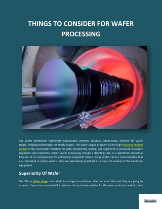 Things To Consider For Wafer Processing