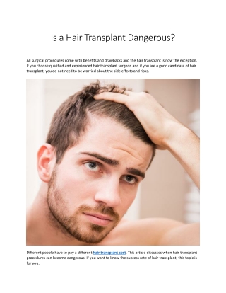 Is a Hair Transplant Dangerous?