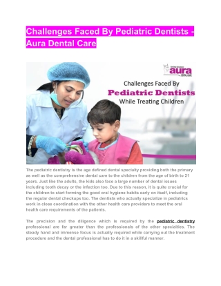 Challenges Faced By Pediatric Dentists - Aura Dental Care