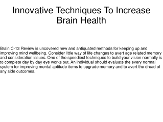 Innovative Techniques To Increase Brain Health