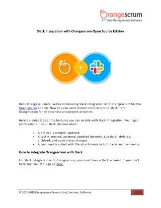 Slack Integration with Orangescrum Open Source Edition