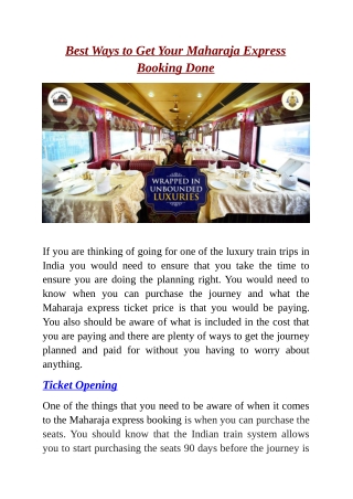 Best Ways to Get Your Maharaja Express Booking Done