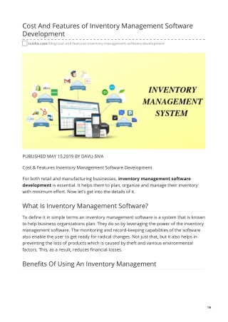Cost And Features of Inventory Management Software Development