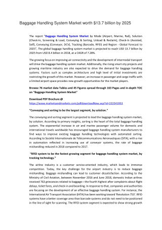 Baggage Handling System Market Worth $13.7 Billion by 2025 - Exclusive Report by MarketsandMarkets™