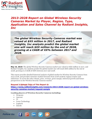 Wireless Security Cameras Market Leading Manufacturers, Consumption, Analysis & Forecast to 2028